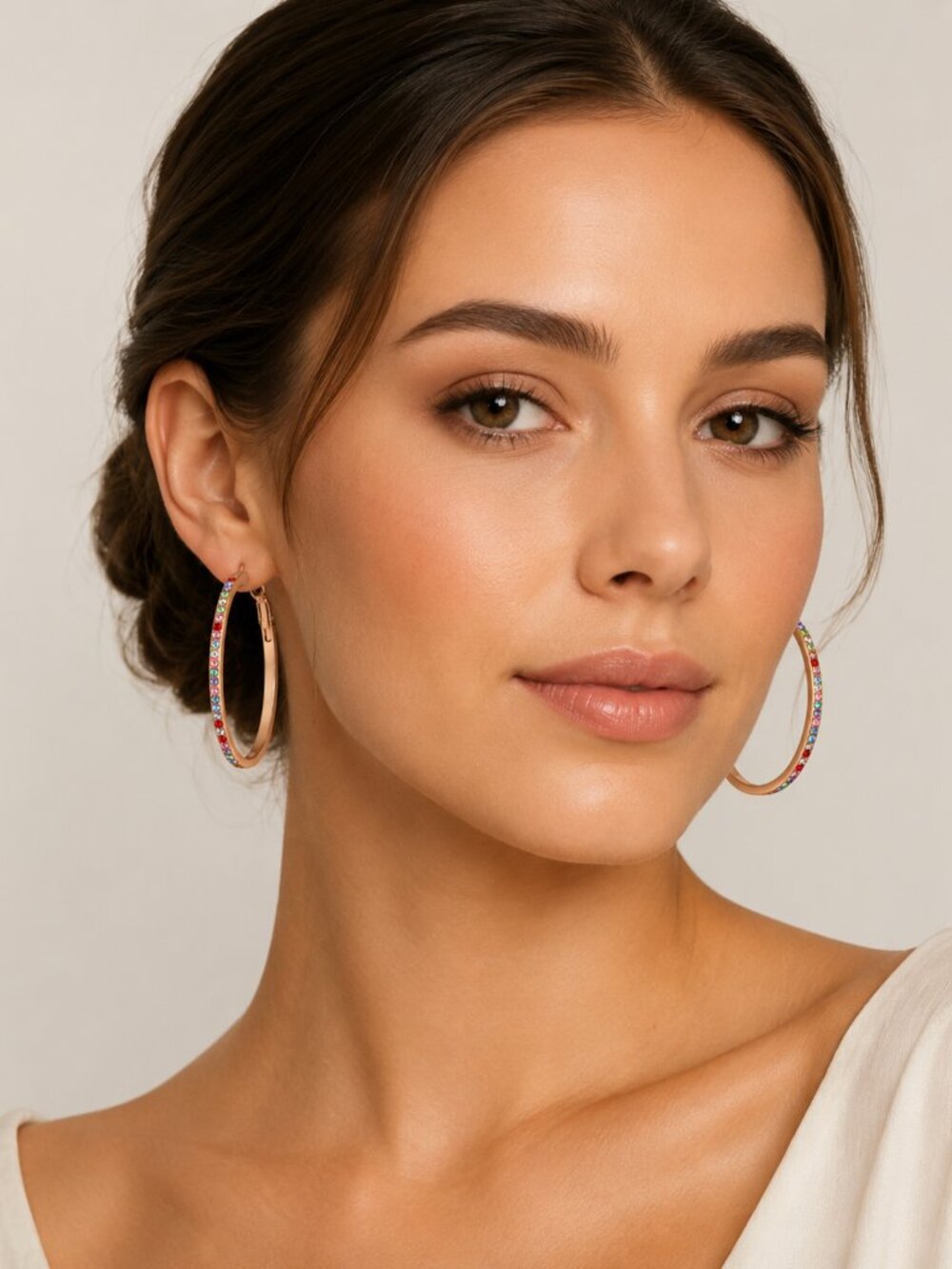 NWT - Goldtone Multi Crystal Earrings made with Swarovski